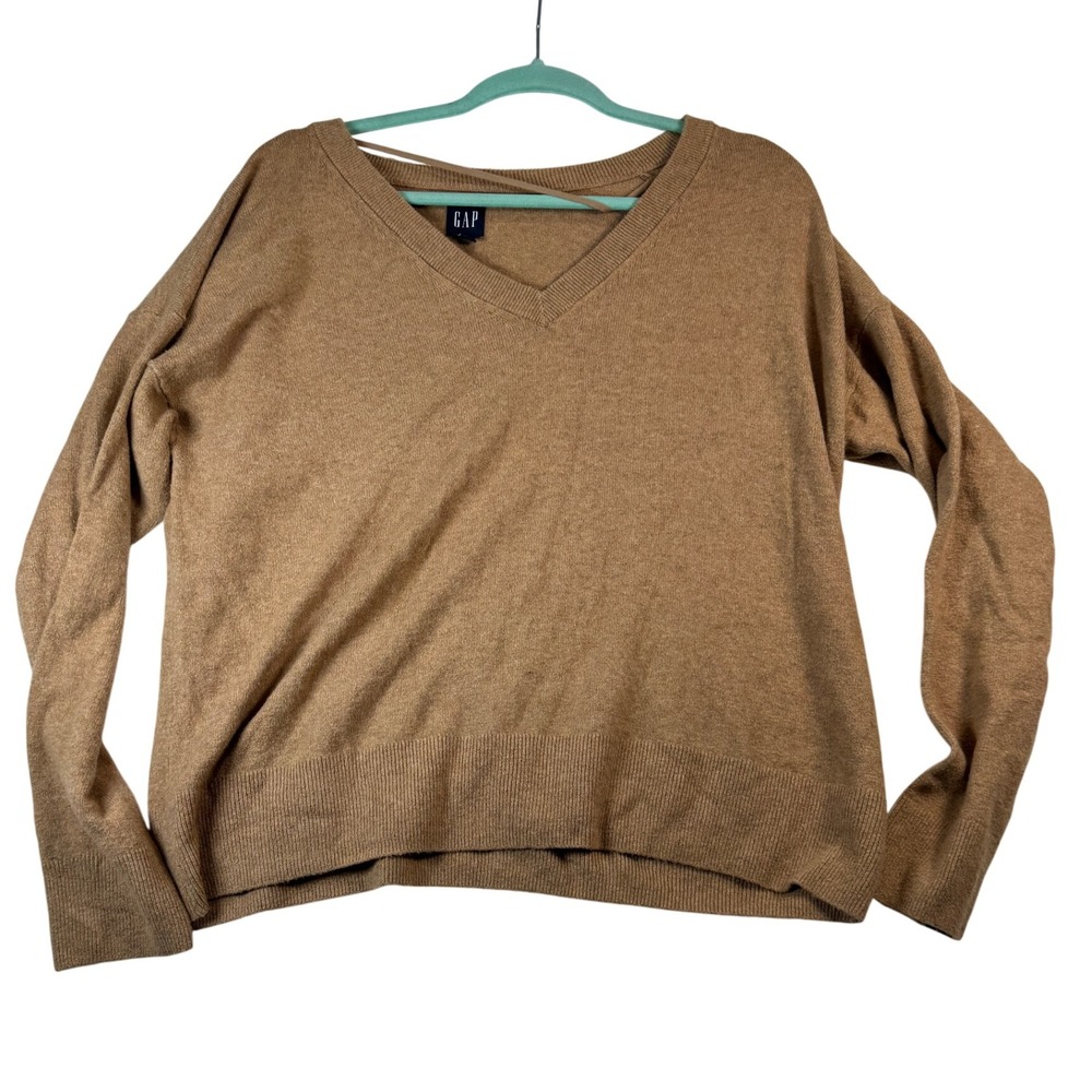 GAP Womens Sweater XL V Neck Brown Long Sleeve Casual Knit Pullover‎ Top